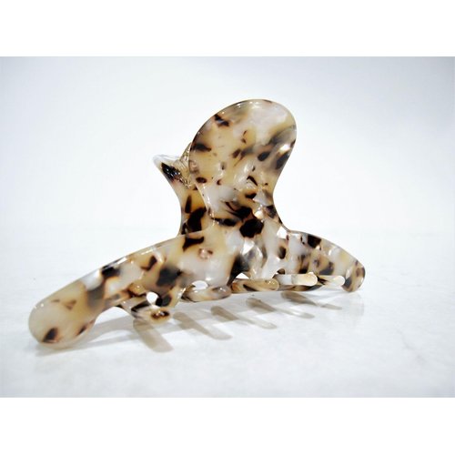 Brown and creme marble design hair claw clip for medium fine hair