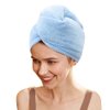 SURPRISE PIE 2 Pack Women Microfiber Hair DryingTowel Wrap, Super Absorbent Anti-frizz Head Turban Towel for Wet, Long,Curly Hair (Blue and Grey)