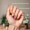 Frinail Fake Nails Press on Nails,24PCS Oval Short Glossy Glue on False Nails Sun Flower Cute Design Press ons Gel Manicure Nails Art,Almond Acrylic Floral Nails DIY Kit for Women,Girls
