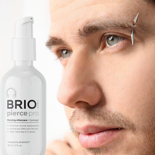 BRIOTECH Pierce Pro Piercing Aftercare Gel, Extra Strength Hypochlorous Acid Hydrogel, Soothe Bumps, Itching, Crust, Quick Dry, No Rinse, 2 fl oz
