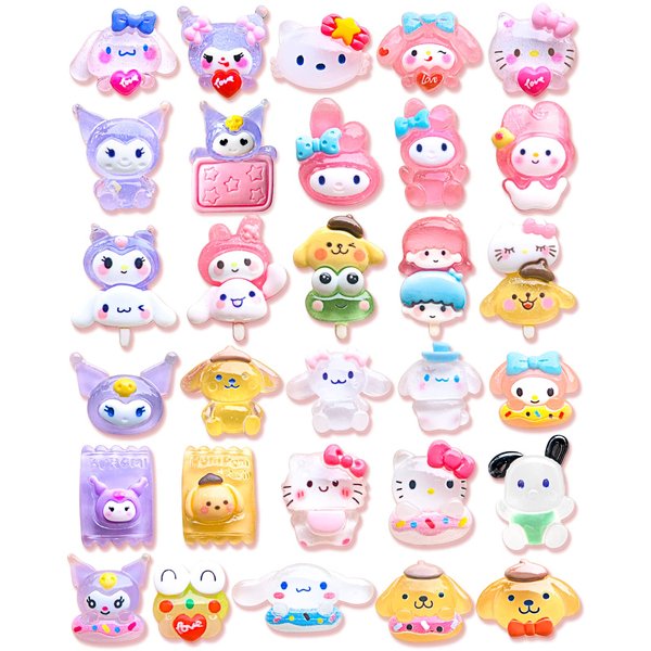 30,45Pcs Resin Shoe Decoration Charms for Clogs Sandals, Bling Shoe Accessories Charms for Girls Women Party Favors Gifts (30Pcs Pink)