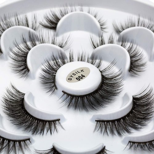 DYSILK Mink Lashes Fluffy Eyelashes - False Eyelashes 7 Pairs Lashes Natural Look Fluffy Lashes Strip Lashes 6D Lashes Pack Long Lashes Mink Eyelashes Reusable Eye Lashes |004