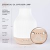 Essential Oil Diffuser Lamp, White Ceramic + Wood, Ultrasonic 180ml, Whispersoft, 4 Timers + 5 Light Settings, Auto Shut Off, Home + Office, Humidifier Air Purifier Aromatherapy