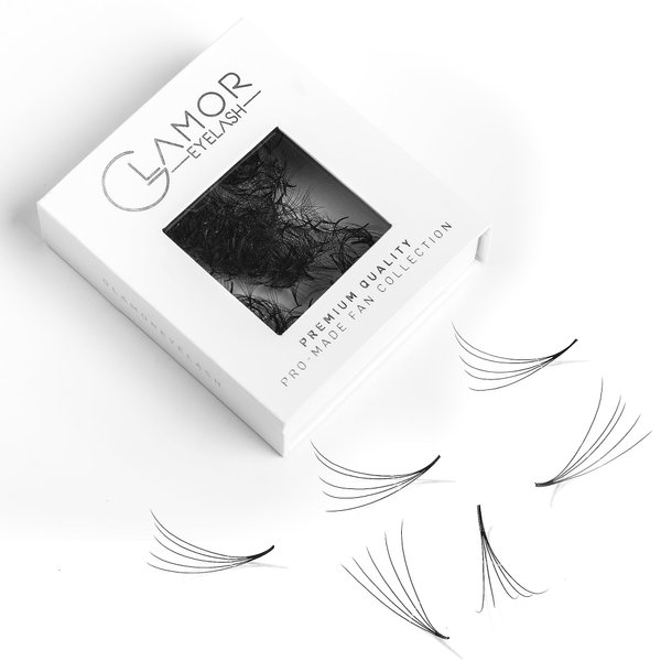 GLAMOREYELASH 500 Promade Fans Loose Paper Box, Natural Eyelash Extension Handmade Lashes Extension Mink Lashes 5-10D, 0.05/0.07mm, C D Curl, 8-16mm Length for Fluffy Eyelash Cluster | 8 - 16mm Length for Fluffy Eyelash Cluster(5D-0.07-D,9mm)