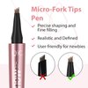 Magic Eyebrow Pencil, Waterproof Microblading Eyebrow Pen 4 Fork Tip Tattoo Pencil,Waterproof Eyebrow Pencil, Easily Create Natural-Looking Brows, Smudge-proof, Up to 24HR Wear (Dark Brown)