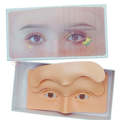 5D Silicone Replaceable Eyebrow Tattoo Practice Skin Reusable Eye Brow Practice Training Mannequin Board Kit with 2pcs Practice Pads Micro Dpray Plastic Eyebrow Fake Skin On Eyebrows