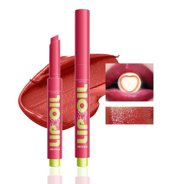 Easilydays Juicy Plumping Lip Gloss Lip Oil Slick Click, Press Lipstick Shining Hydrating Jelly Solid Lip Glaze, Mirror Glass Lip Moisturizing Lipstick Lip Tint, Vivid Color Glossy Lip Makeup, 02