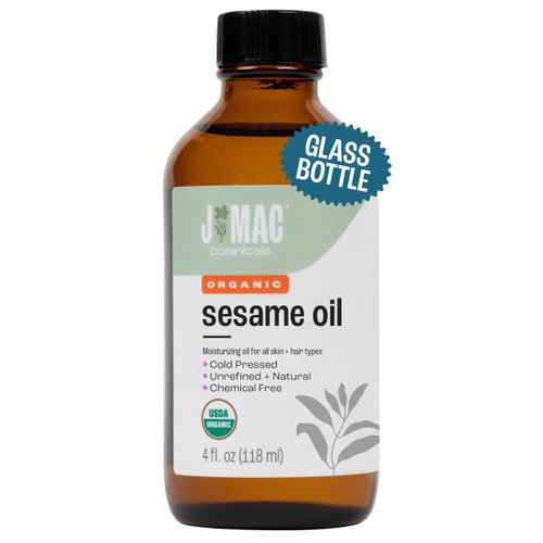 J MAC BOTANICALS Organic Sesame Oil Glass bottle