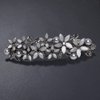 Flower Rhinestone Hair Barrettes for Women Fine Hair Glitter Sparkle Fancy Hair Clips for Women And Girls Elegant Pearl Barrettes (Light Grey)