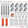 Coolyard 82 Pcs Sun Sail Shade Hardware Kit,Shade Sail Installation Kit 6 inch with Paracord Ropes for Triangle Rectangle Square Sun Shade Sails
