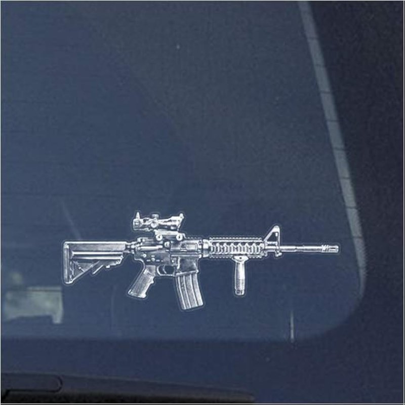 M4 Military Assault Rifle Clear Vinyl Decal Sticker for Window ...