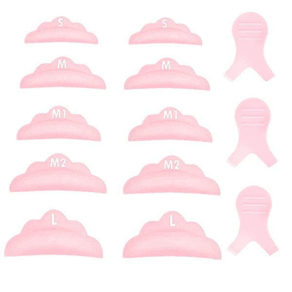 Liber beauty Lash Lift Pads,DIY Eyelash Lift Pads,Eyealsh Perm Rods,Lash Lifting at Home 10 Pcs Eyelash Curler Pads 5 Size SMM1M2L Reusable Soft Silicone Shields (Pink-Lift Pads(5pair))