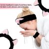 AMCAMI 6 Pcs Spa Headband Face Wash Headband and Wristband Set, Cute Make Up Cat Ears Headband Plush Animal Makeup Skincare Headbands with Face Washing Wristband for Women