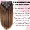 Clip in Hair Extensions Balayage Dark Brown Mixed Chestnut Brown Hair Extensions Clip in Human Hair Invisible Remy Natural Hair Extensions Silky Straight 120g 8pcs (20 inch, 2/6/2)