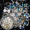editTime 6 Wheels Mixed Sparkle Nail Art Rhinestones Diamonds Crystals Butterfly Beads Artificial Pearls Gold Silver Nail Studs Gems Metal Hollow Rivets Charms (Micro caviar beads kit)