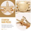 CAKURE Starfish Hair Clips Gold Metal Sea Star Hairpins Seashell Spring Automatic Hair Barrettes Beach Hair Accessories for Women and Girls (Pack of 2)