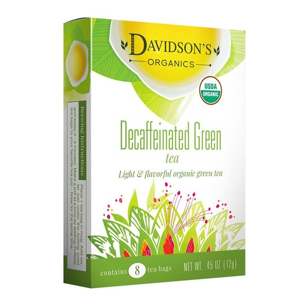 Davidson's Organics, Decaffeinated Green Tea, 8-count Tea Bags, Pack of 12