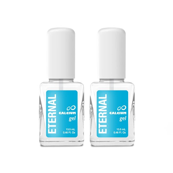 Eternal Calcium Gel Nail Builder - 13.5mL Base Coat Nail Polish | Clear Nail Polish for Nail Care & Nail Strengthener for Thin Nails and Growth | Fast Dry Nail Hardener & Nail Growth Treatment (2 pack)