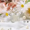 40 Pieces Pearl Hair Pins Wedding Bridal Hair Pins Rhinestone Flower Hair Pins U Shaped Hair Crystal Pins Metal Silver Pearl Bobby Pins Hair Jewelry Accessories for Brides Bridesmaids Thick Long Hair