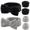 YIFVNGHUI Wrist Towels for Washing Face Spa Wristbands and Headband Microfiber Quick Dry Absorbent Wristbands for Girls Men Makeup 6PCS Face Wash Headband Set(Black&Grey)