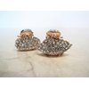 Generic Tiny mini rose gold metal oval or leaf shaped hair claw clips with crystals (Pattern: Leaf)