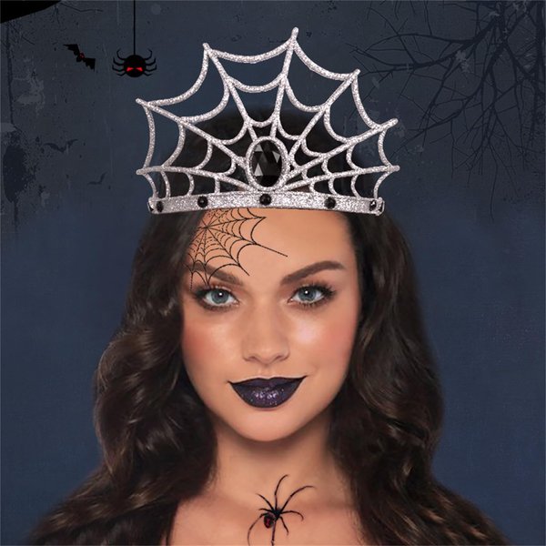 YOWOCAL Halloween Spider Web Hair Hoop Headband, Silver Sparkling Web, Hair Accessories for Women Girls, Masquerade Cosplay Decoration