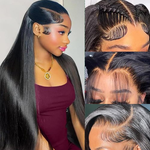 BABOSHOW 250% Density 13x6 HD Lace Front Wigs Human Hair Pre Plucked 28 Inch Straight Human Hair Wigs for Women Glueless 13x6 Lace Frontal Wigs Human Hair with Baby Hair