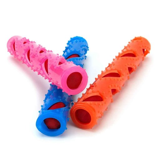 12" Unique Spiky Durable Multi Textured Dog Toy Crinkle Stuff Sticks Fun Colors (Orange)