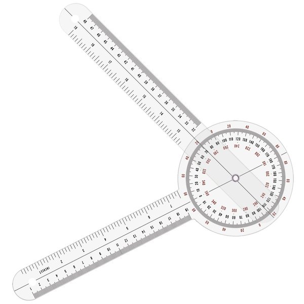 Aphrordity Goniometer 12 inch 360° Clear Protractor Physical Therapy, for Medical Range of Motion Measurement Angle Ruler and Protractors Bulk for Classroom