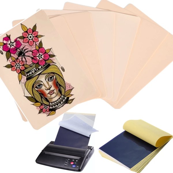 36pcs Tattoo Skins with Transfer Paper, 12pcs Tattoo Practice skins Fake Skin Tattoo and 24pcs Thermal Transfer Paper Tattoo Template Paper for Tattoo Supplies