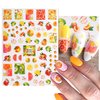 Fruits Nail Art Stickers 3D Self-Adhesive Nail Decals, Cherry Lemon Peach Strawberry Nail Sticker Decoration, Laser Glitter Nail Design for Women Girls Manicure Tips Nails Decal (8 Sheets)