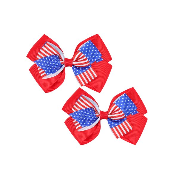 Blue Red White Hair Bows Clips 4th of July Star Hair Clips American flag Hair Hairpin Barrette.(DL10) (Red)