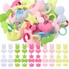 50 Pcs Night Glow Hair Bands Baby Hair Ties for Toddler Girls Elastic Rubber Bands Hair Scrunchies for Toddler Girls Cute Luminous Elastic Heart Rabbit Cartoon Ponytail Holders Hair Accessories