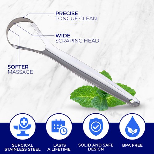 ORAVIX Tongue Scraper (Pack of 2), Tongue Scraper for Bad Breath, Tongue Cleaners Stainless Steel, Metal Tongue Scraper, Tongue Scraper for Adults Fresher Breath, Tongue Scraper Stainless Steel