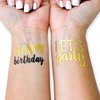 Tats4now / Gold and Black Birthday party temporary tattoo party favors, Happy Birthday Gift, Cute and fun birthda party favors that are pre-cut