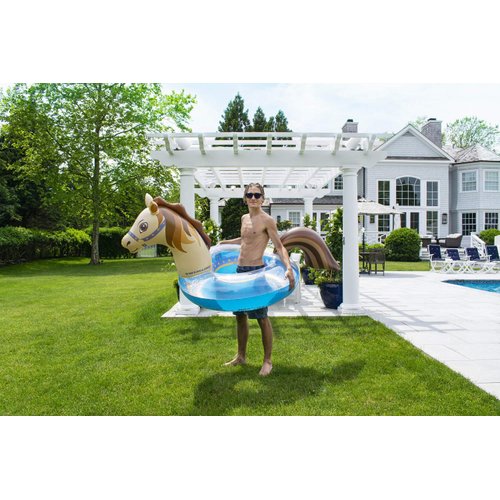 Swimline Hobby Horse Glitter Inflatable Pool Ring, Multi, 67"x 37" x 31"