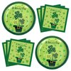Whaline St. Patrick's Day Paper Dinnerware Set 40 Pack 6.5 x 6.5 Inch Shamrock Hat Lunch Napkins and 40Pcs 9 Inch Lucky Clover Disposable Round Plate for 40 Guests Irish Holiday Dinner Decor Supplies