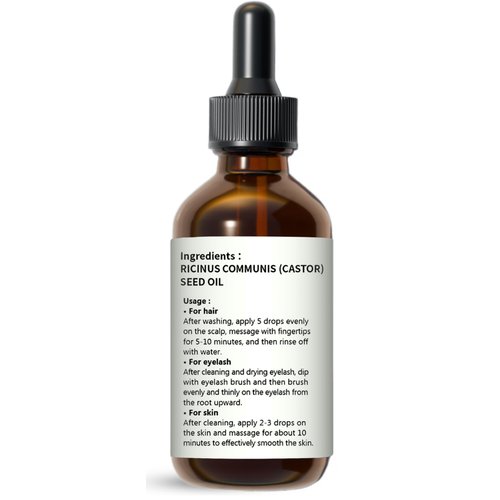Daniello 100% Pure, Organic Castor Oil, Cold Pressed (2oz) Hexane Free in Glass Bottle. Fast Absorbing, for Hair, Eyebrows, Eyelashes, Nails and Beards. Stimulates Growth and Natural Skin Moisturizer