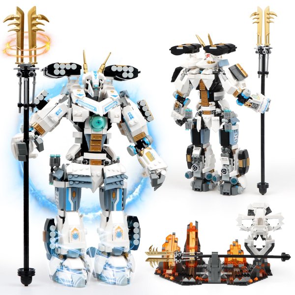 HIGH GODO Samurai Mech Warrior Building Sets, Robot with Long Swords Shields Display Base Building Blocks Toy Set, 1588 Pieces Creative Collectible Ninja Gift for Adults Man Teens Boys 8+