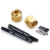 RCLIONS Brass Extended Wheel Hubs Hex +10mm with Steel Stub Axle for Axial SCX10-III AXI03007 Wrangler 1/10th RC Crawler Car
