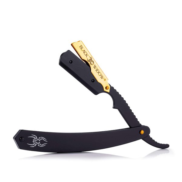 Professional Straight Edge Razor - Compatible with Straight Razor Edge for Barber - By Black Widow (1.5mm) (Gold)