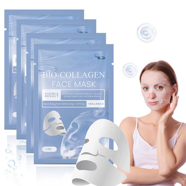 YOUSHEME Skinqueen Anti Wrinkle Mask,Collagen Mask, Skinqueen Bio Collagen Face Mask, Bio-Collagen Deep Mask, Pure Collagen Films Korean Deep Hydrating Mask (4PCS)