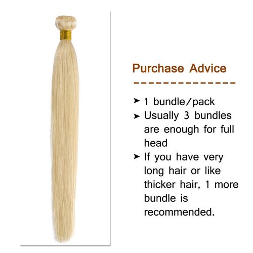 Msthoo 613 Brazilian Virgin Hair Bundles Blonde Silky Straight Human Hair Extensions Replacement Bundle for Women 32 inches