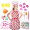 kkmon Kids Cooking and Baking Set for Girls - 20 Pcs Kids Cooking Sets Real with Chef Hat and Apron for Girls,Chef Costume Set for Kids Baking Supplies for 3-9 Years Old – Pink