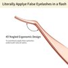 Miuffue Lash Applicator Tool DIY False Eyelash Applicator Tool Stainless Steel Curved Eyelash Tweezers for Cluster Lash Strip Lashes, Rose Gold