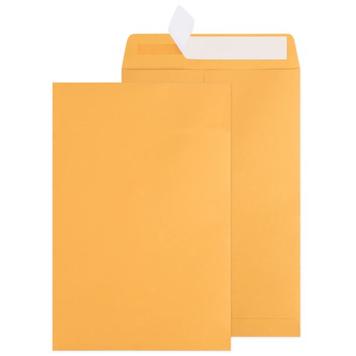 Poever 6x9 Catalog Envelopes 100 Pack Small Envelopes Brown Kraft Self Seal Security Mailing Envelopes for Documents, Cards, Photos, Office, Business