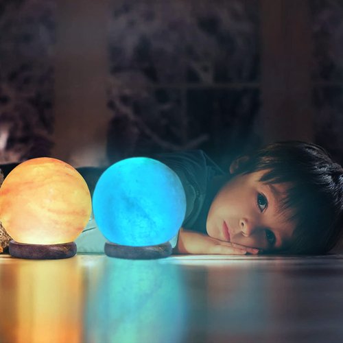 V.C.Formark USB Himalayan Salt Lamp with 8 Colors Changing,Lovely Round Crystal Salt Rock Lamp for Living Room,Home Deco,Office,Yoga,Holiday Gift - Hand Carved,Genuine Wood Base