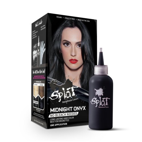 Splat Midnight Onyx Semi Permanent Hair Dye Kit, 1 Application, Includes Deep Reconstructor Conditioner, Lasts 30 Washes, No Bleach Required, Vegan & Cruelty Free Hair Color
