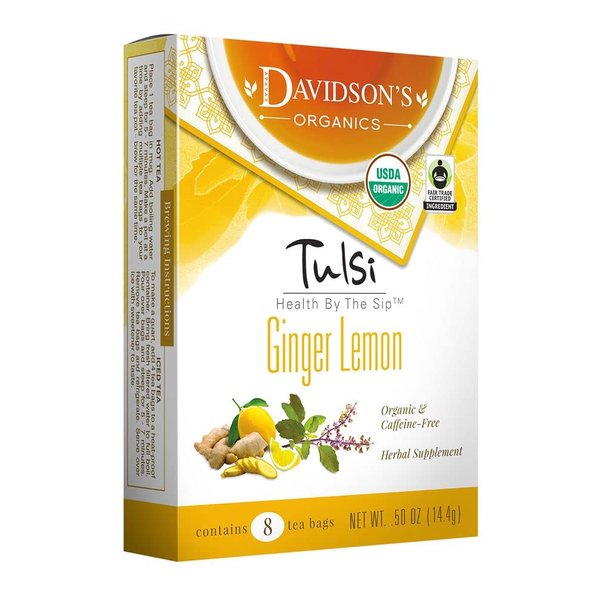Davidson's Organics, Tulsi Ginger Lemon, 8-count Tea Bags, Pack of 12
