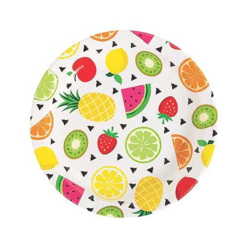 Fun Express - Tutti Frutti Dinner Plate for Party - Party Supplies - Print Tableware - Print Plates & Bowls - Party - 8 Pieces